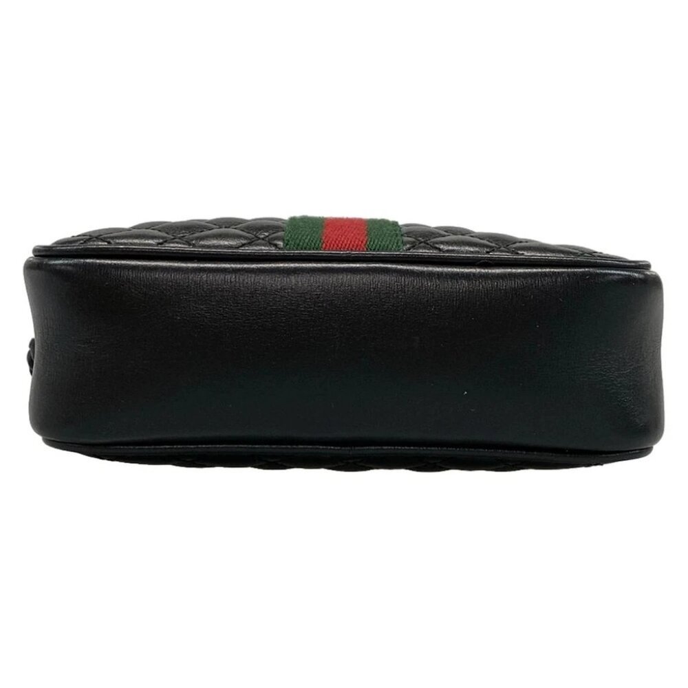 GUCCI GG Marmont/Sherry 536441 Black Green Red Leather Canvas Shoulder Bag - Picture 5 of 14